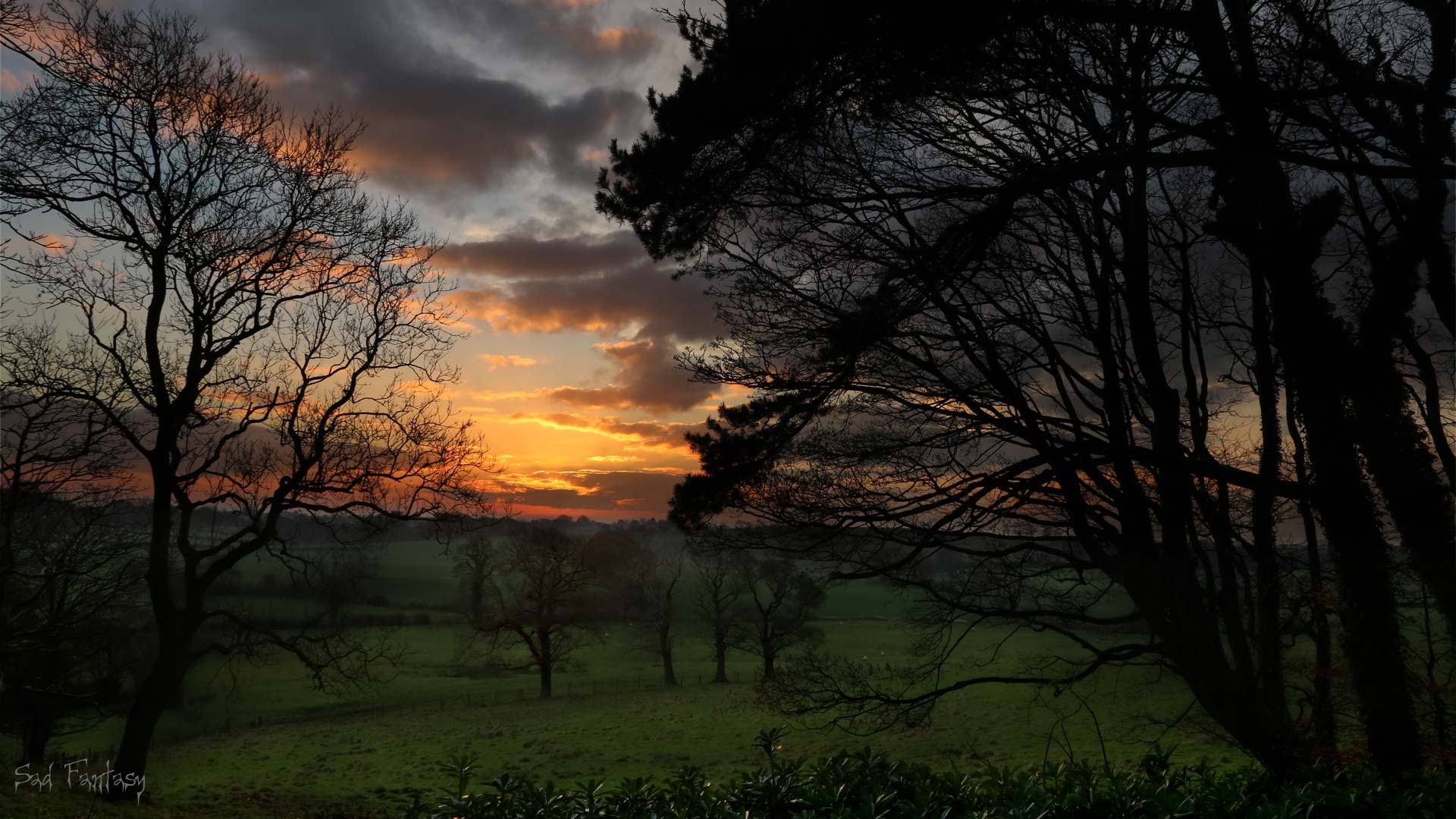 HDR photograph of early spring scene with sunset stormy sky by Sad Fantasy