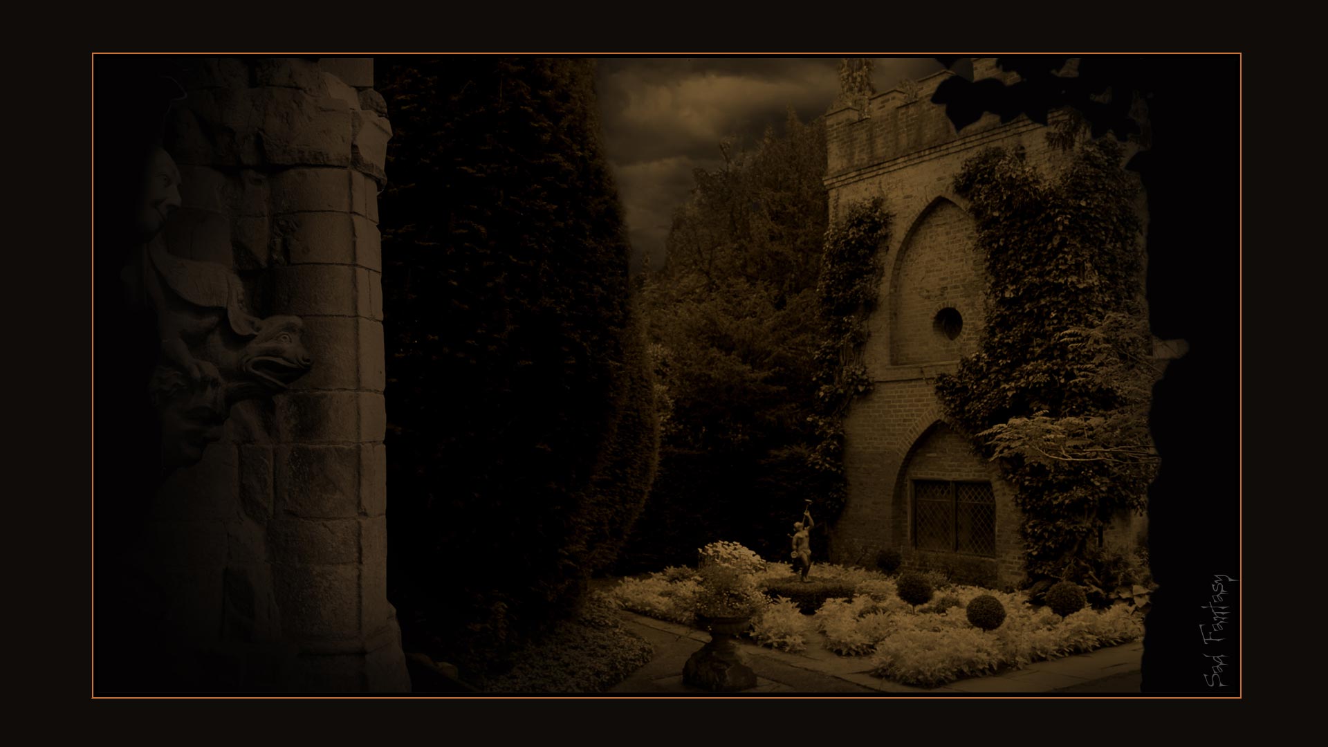 Romantic, gothic gardens art by Sad Fantasy