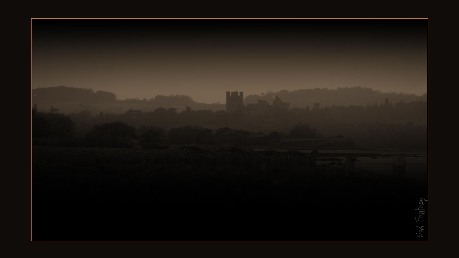 Castle in the landscape shrouded by mist by Sad Fantasy